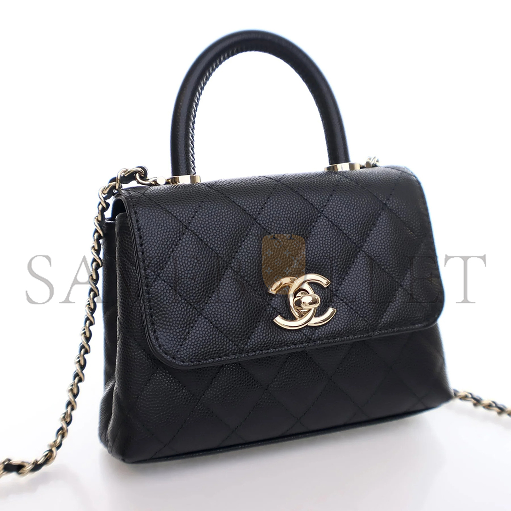 CHANEL MASTER MINI BLACK CAVIAR COCO HANDLE (14.5*11.5*5.5cm) 